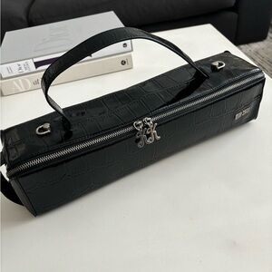 Black Croc Embossed Kim Shui Handbag